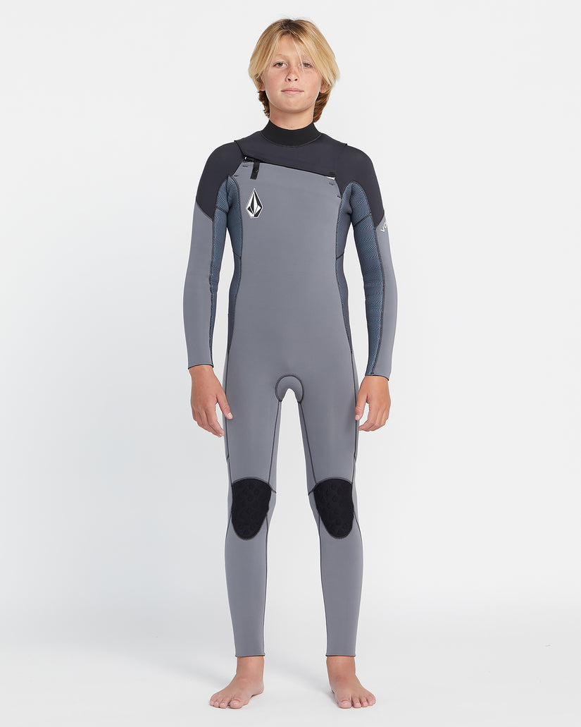 3/2Mm Long Sleeve Chest Zip Full Wetsuit - Charcoal - (KIDS)