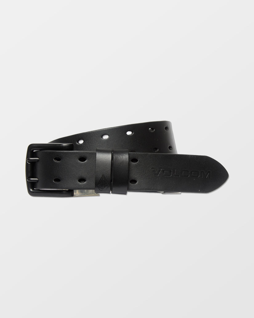 Two Spike Leather Belt - Black