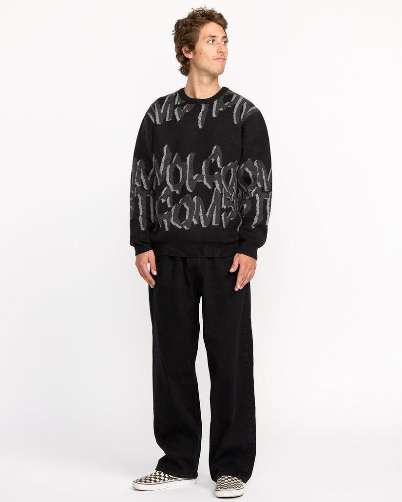 Stone Jacquard Sweater - Black