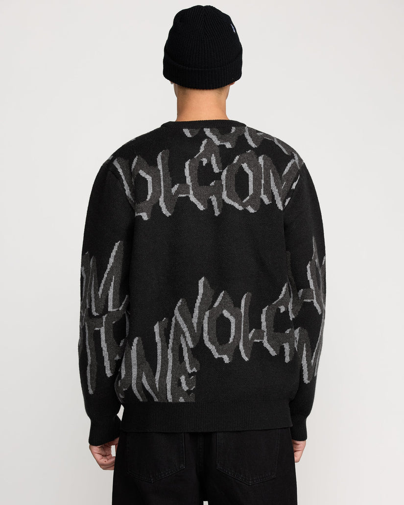 Stone Jacquard Sweater - Black