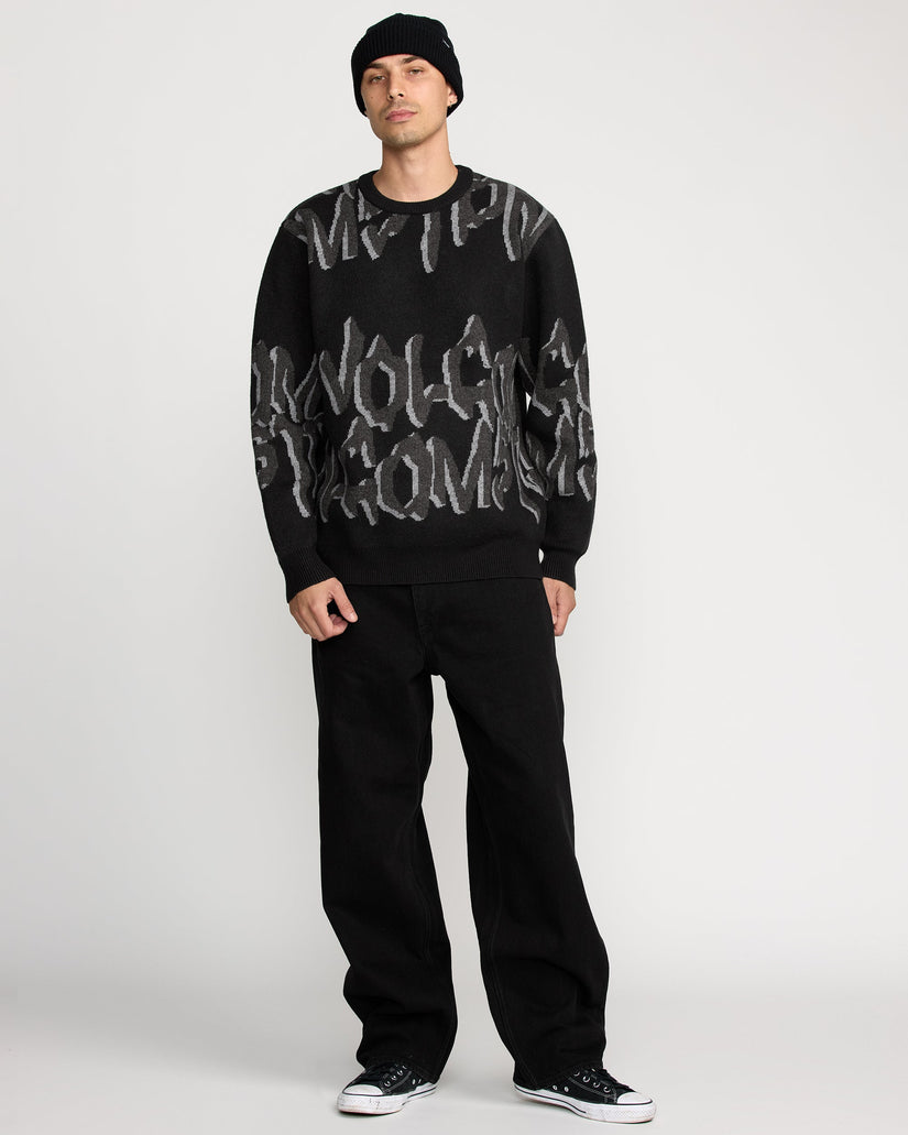 Stone Jacquard Sweater - Black