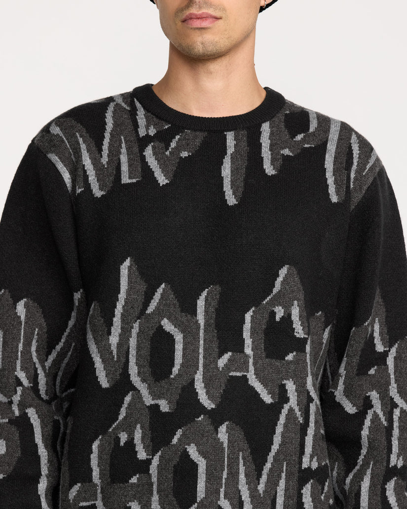 Stone Jacquard Sweater - Black