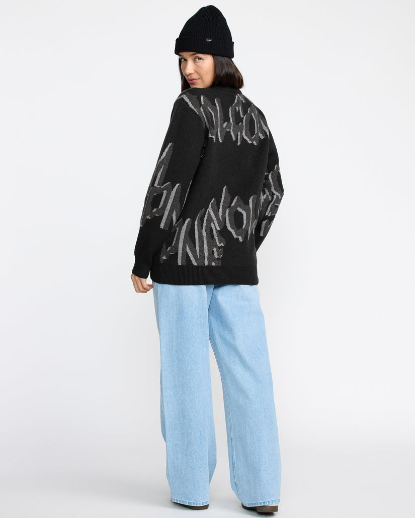 Stone Jacquard Sweater - Black