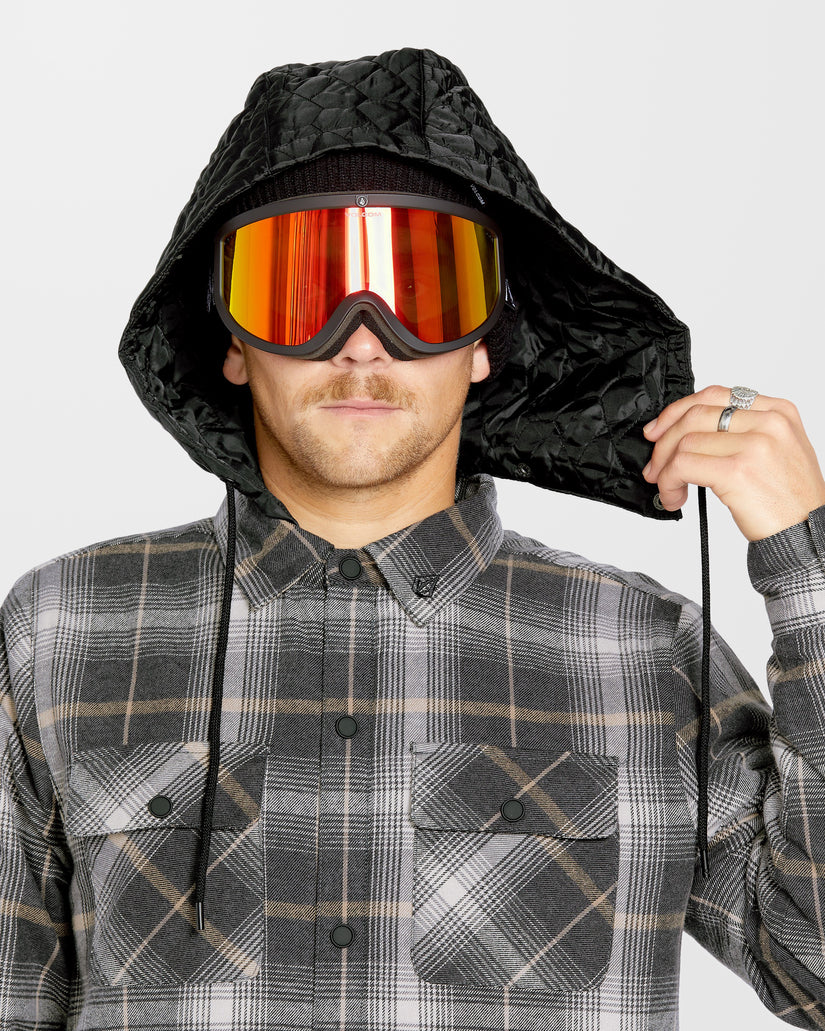 Snowboard Jacket Black And Grey Plaid Jacket Ride Capp3L Grey/Blk