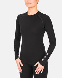 W Merino Blend Base Layer Top - Black