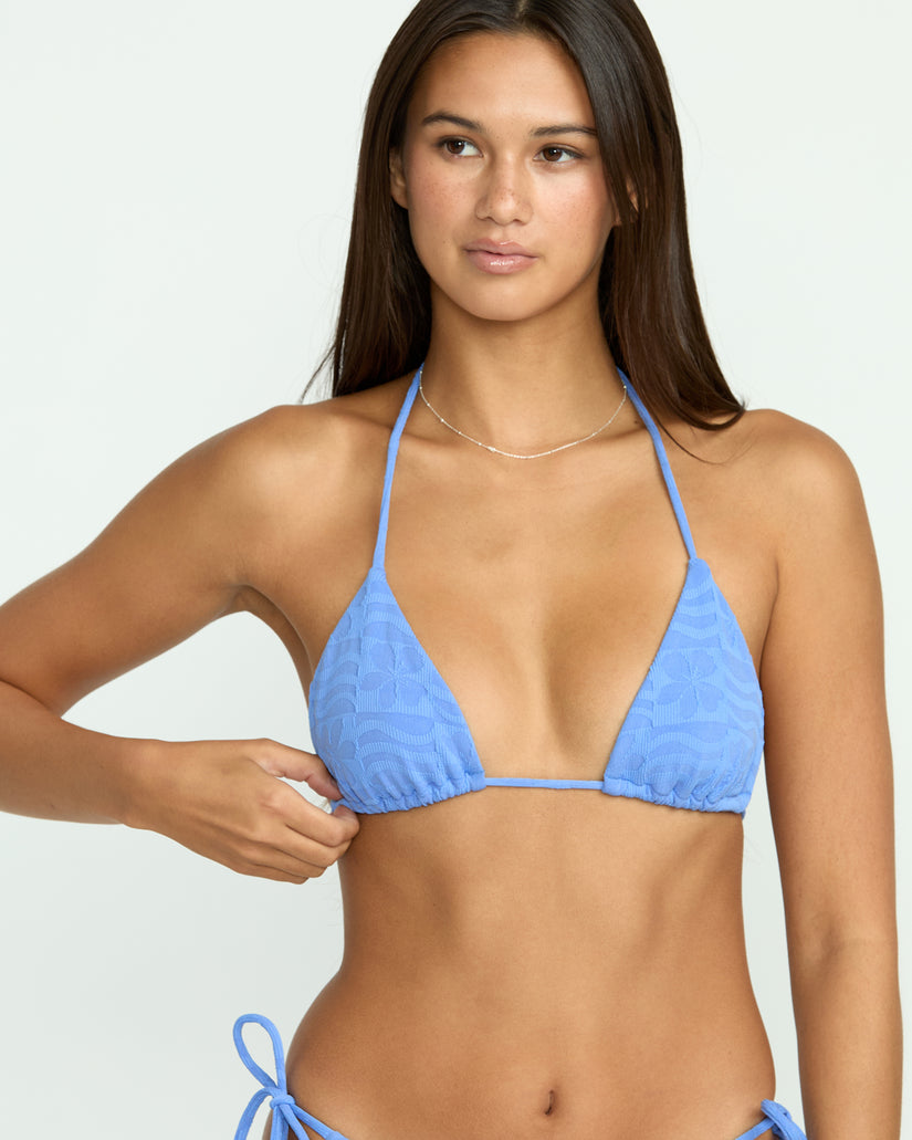 Coco Halter Triangle Bikini Top - Light Blue Acid