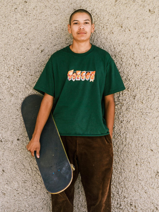 Louie Lopez Faces T-shirt - FOREST