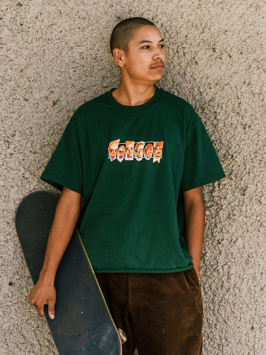 Louie Lopez Faces T-shirt - FOREST