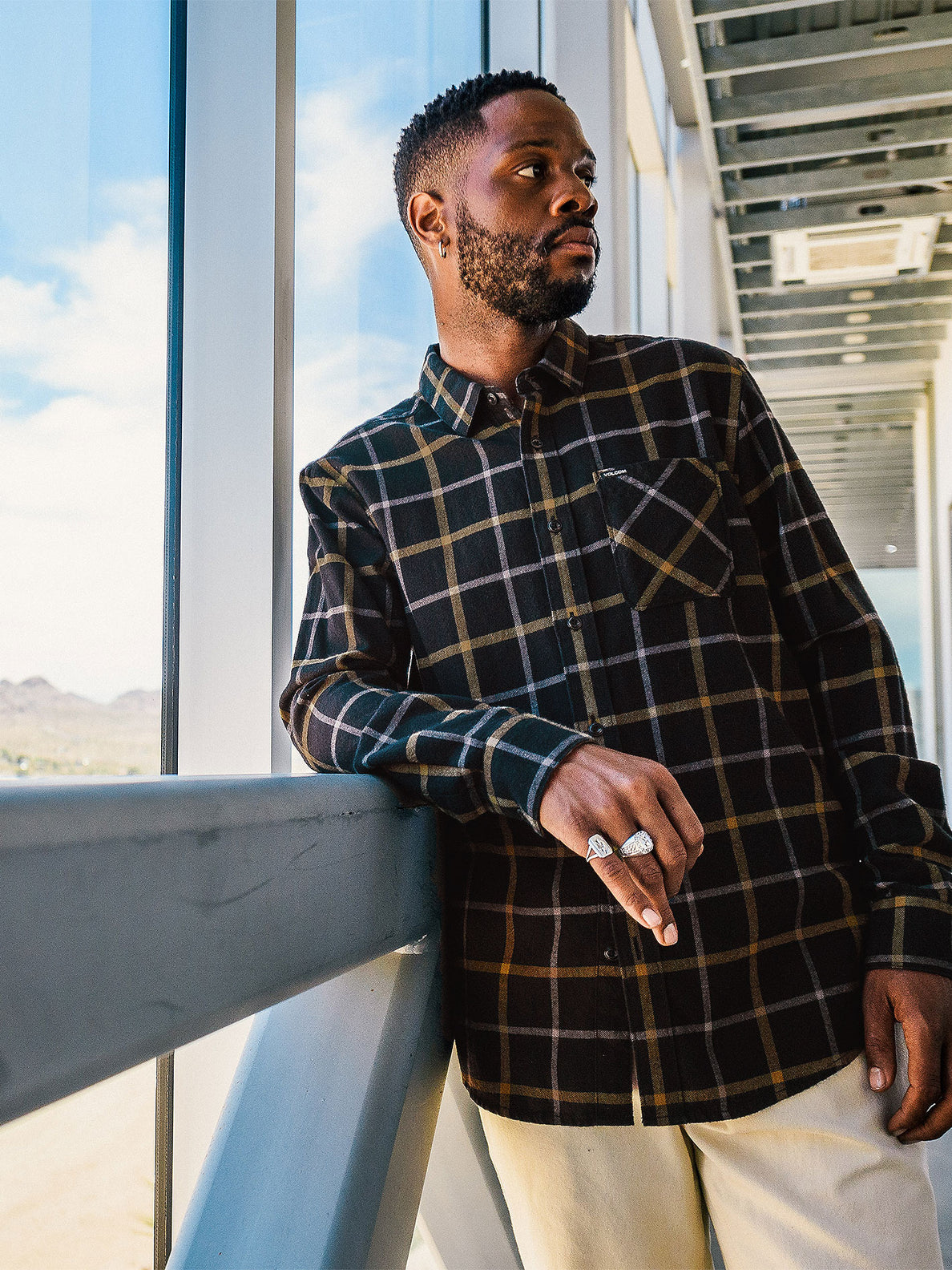 Gold plaid shop shirt