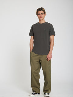 Outer Spaced Solid Elasticated waist Trousers - MARTINI OLIVE