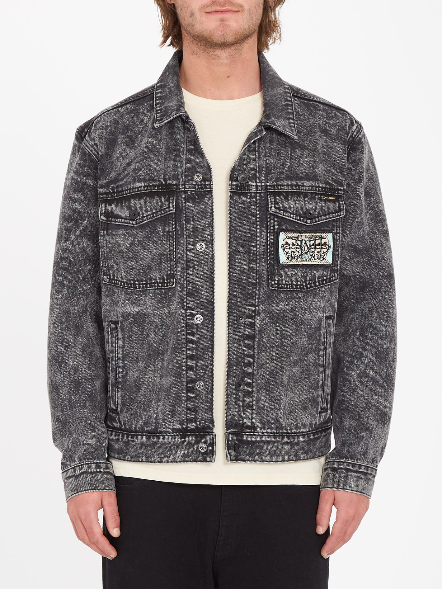Volcom black denim jacket hotsell