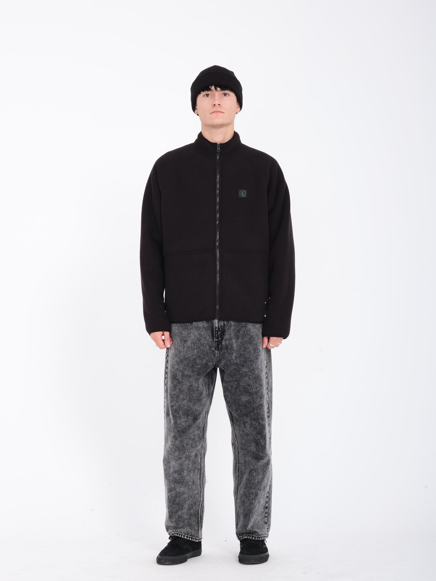 邦楽 55 BLACK Runtime Grid Zip Sherpa Sweatshirt - BLACK - Men - Volcom EU