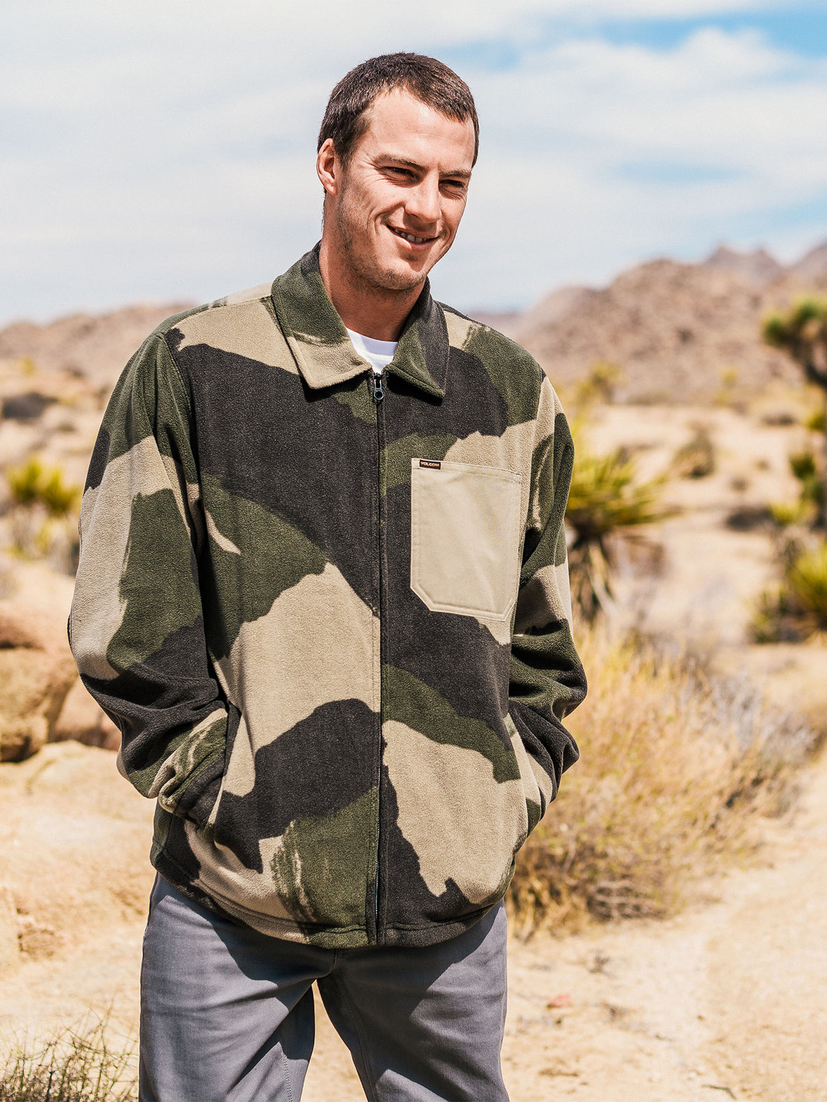 camo fleece blouson