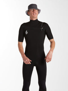 Modulator 2/2 mm Short Sleeve Chest Zip Spring Wetsuit - Black