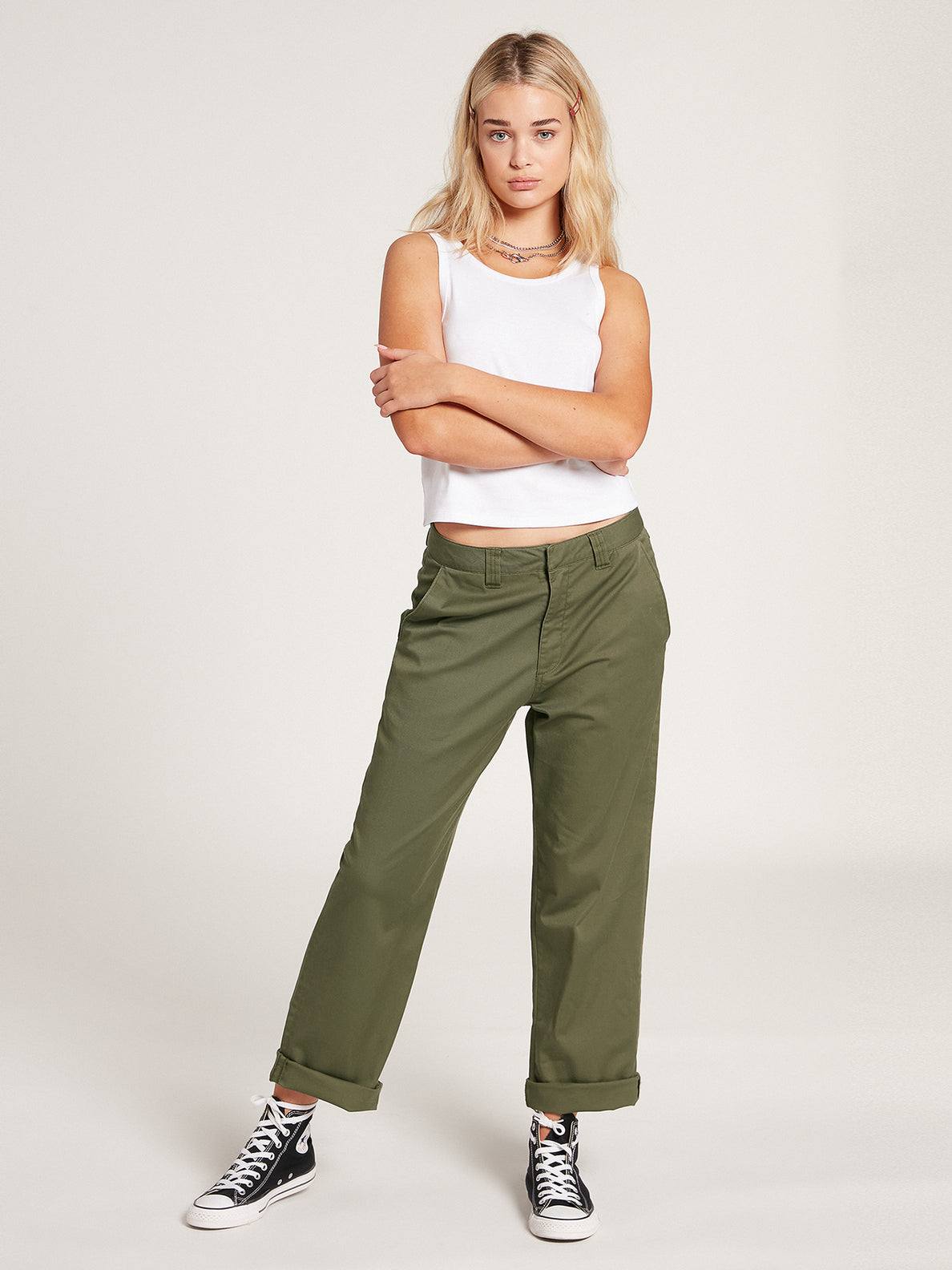 Frochickie Boyfriend Chino Pant - ARMY GREEN COMBO (B1131905_ARC) [F]