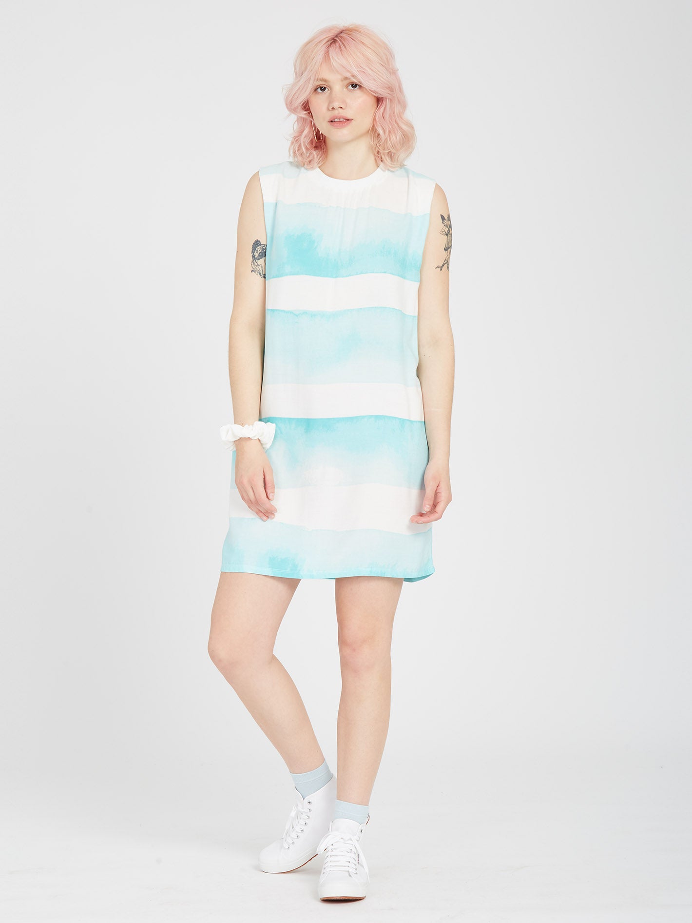 Stay Stripes Dress - PALE AQUA