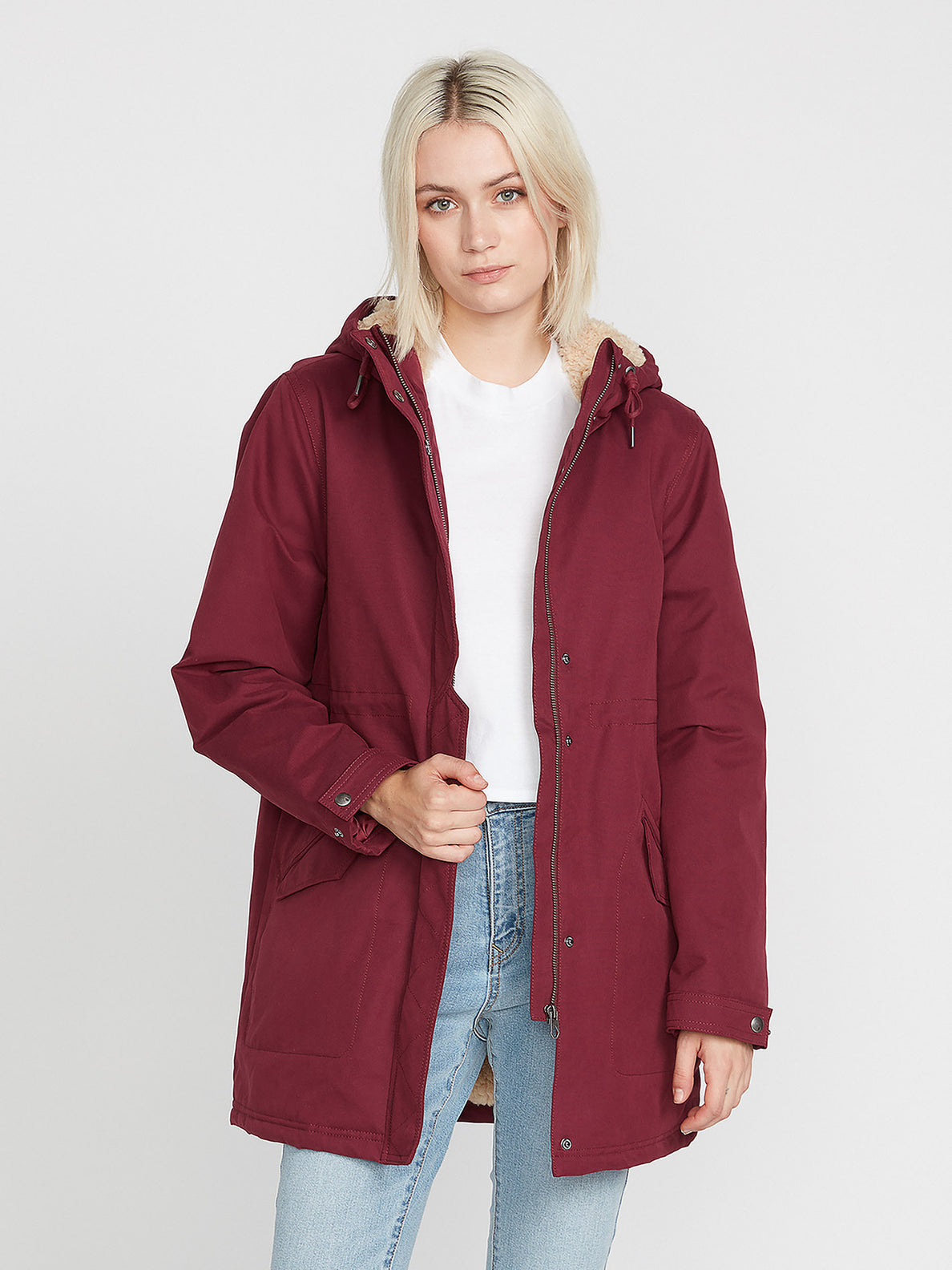 Maroon parka jacket discount