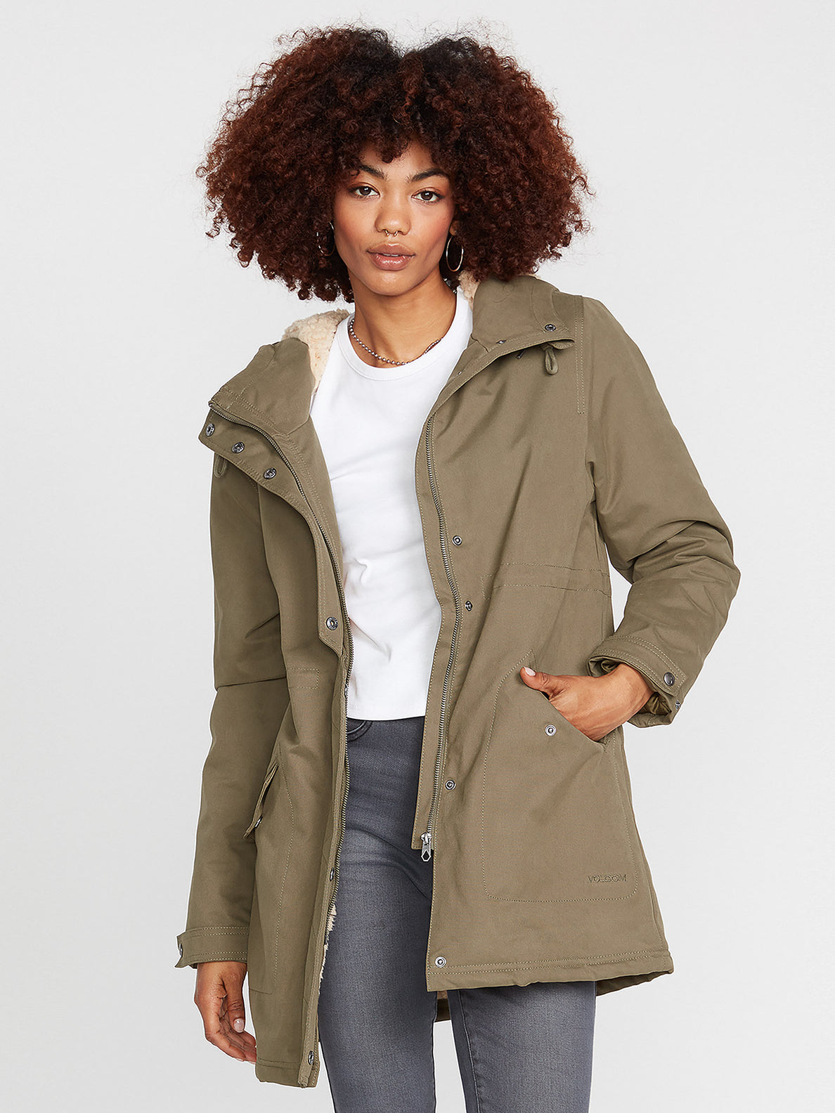 Womens khaki parka coats store