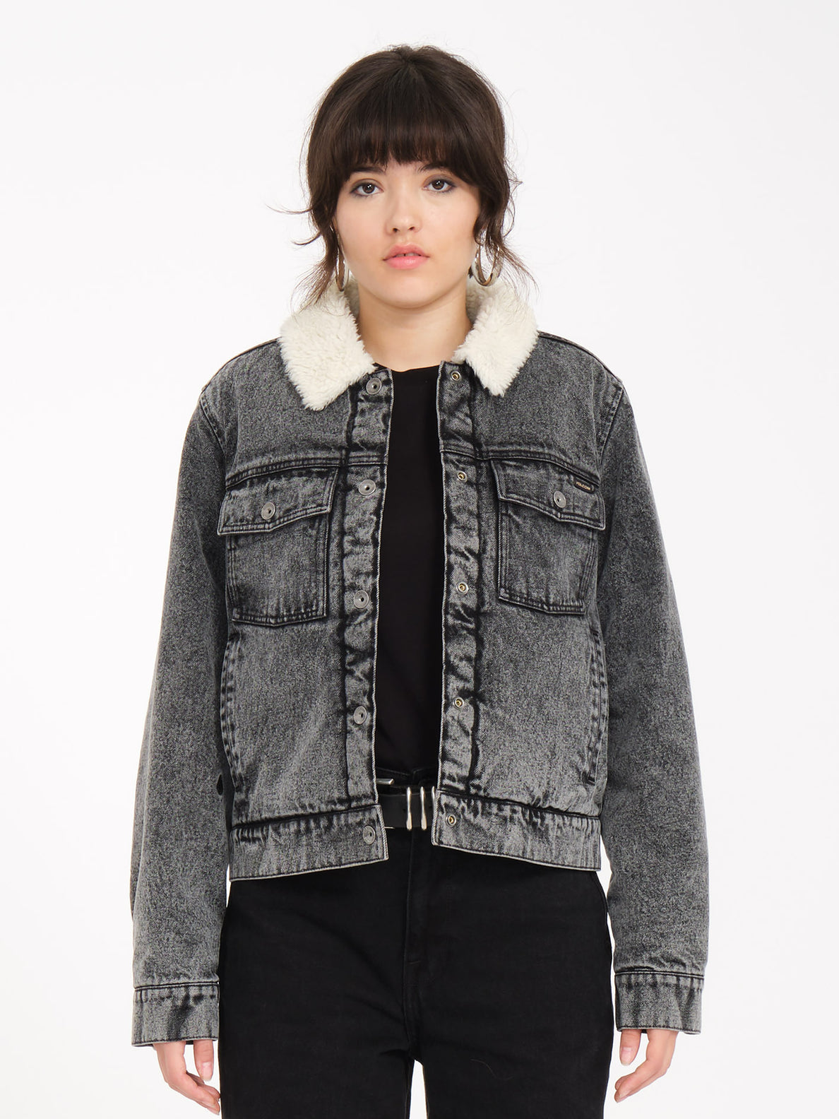 Volcom black denim jacket top