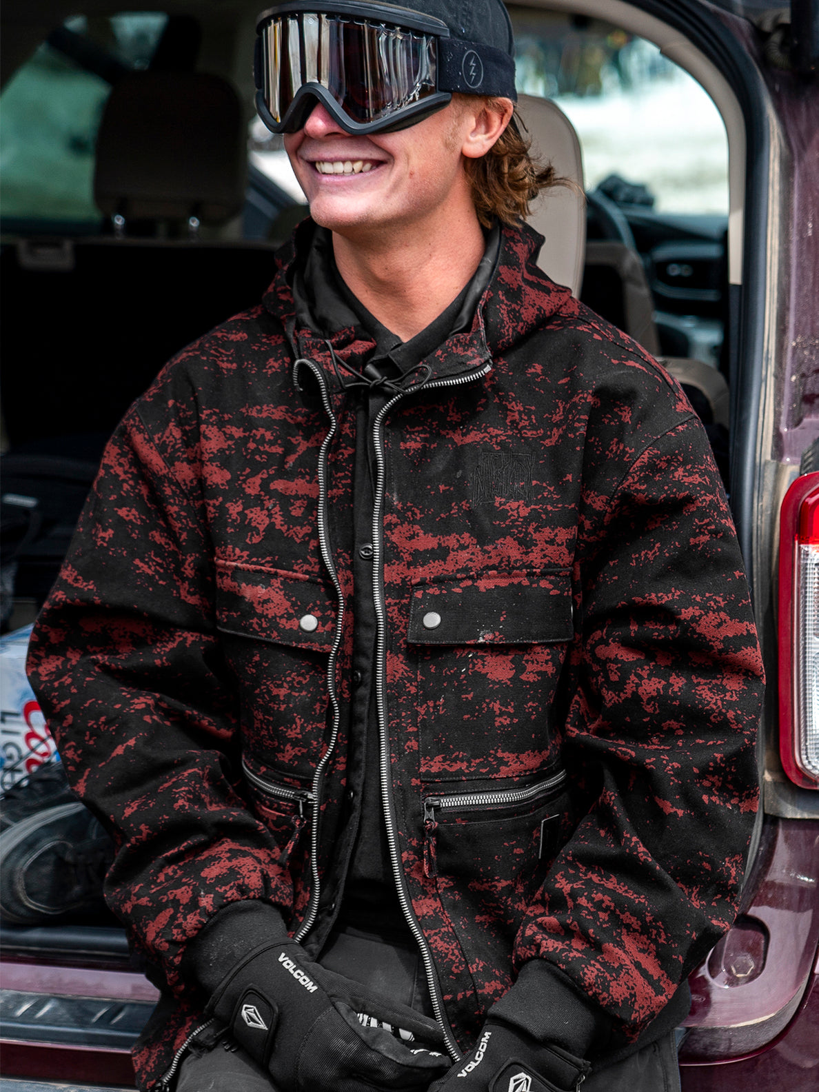 Maroon and camo top